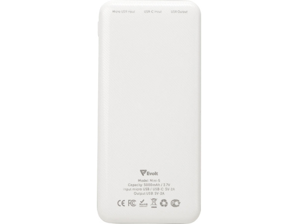 Внешний аккумулятор «Mini-5», 5000 mAh, Цвет белый