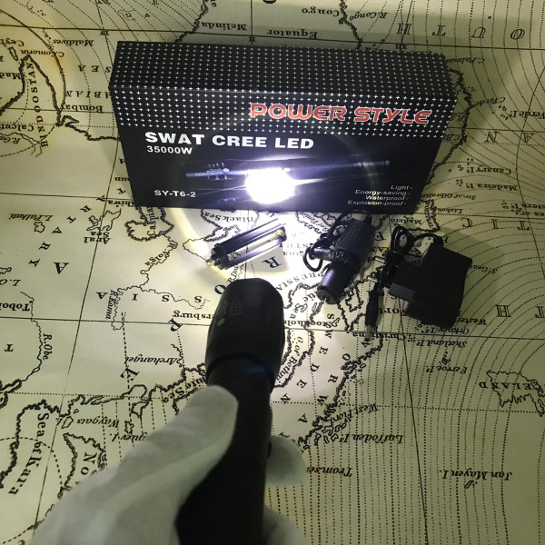 Фонарь подствольный POWER STYLE SY-T6-2, СREE LED (аккум. подзар. 220В/12В) zoom dimmer