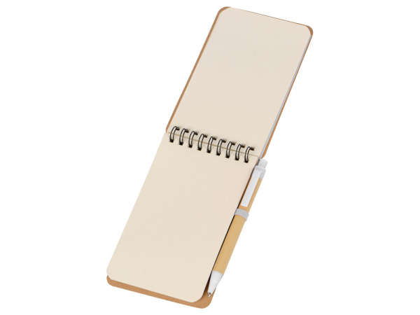 Блокнот «Masai» с шариковой ручкой, Цвет бежевый, белый