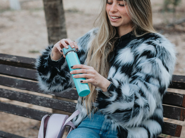 Вакуумный термос с петелькой «SKINNY MINI», 230 мл, Цвет голубой