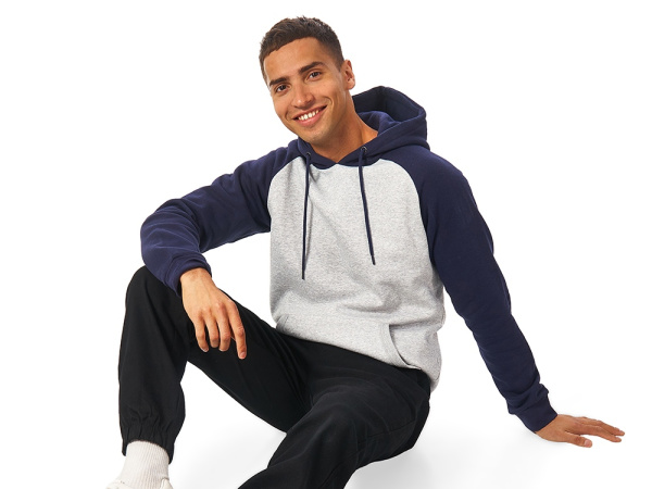 Толстовка с капюшоном «Dublin» мужская, Размер S, Цвет темно-синий/серый меланж