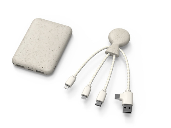 Внешний аккумулятор «BioPack» c кабелем «Mr. Bio», 5000 mAh, Цвет белый