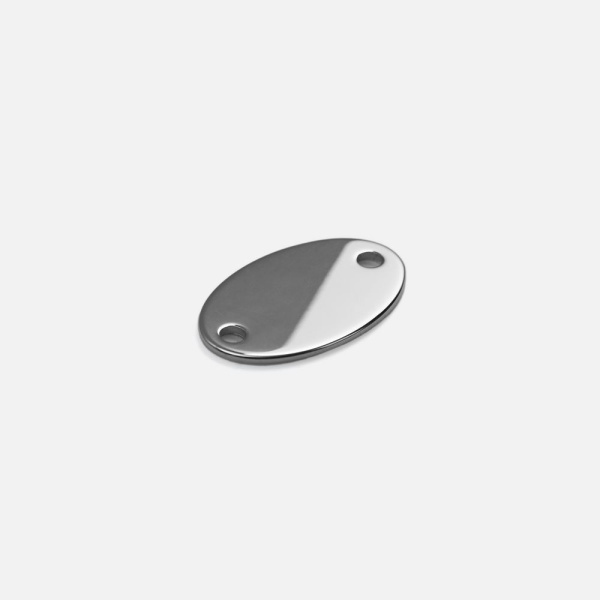 Шильдик металлический Alfa Oval, серебристый глянцевый, 1,5х2,5 см