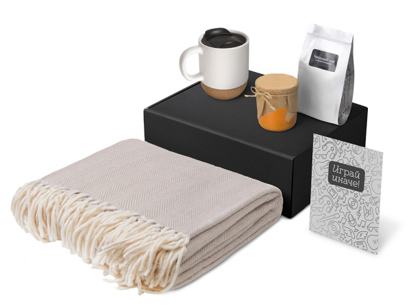 Подарочный набор «Re:y. Nest» с пледом, кружкой и вареньем, Цвет белый