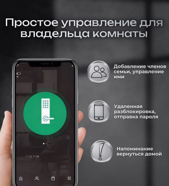 Умный электронный замок - ручка на дверь с паролем и отпечатком пальца