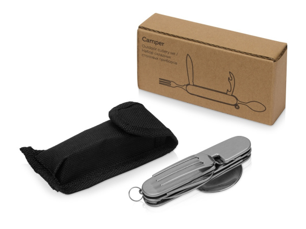 Набор складных столовых приборов «Camper», Цвет серебристый