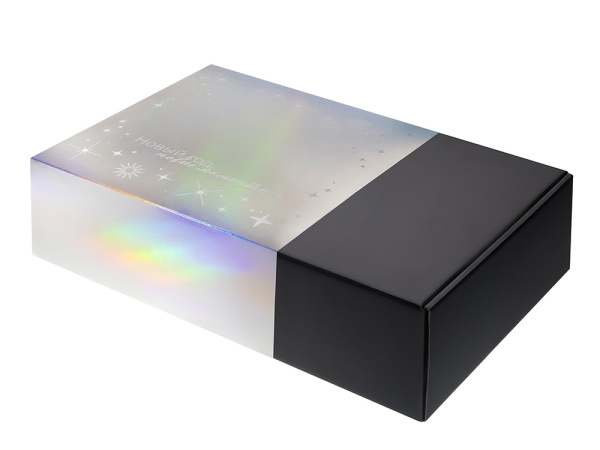 Подарочная коробка с голографическим шубером «Aurora», L, Размер L, Цвет черный/голография