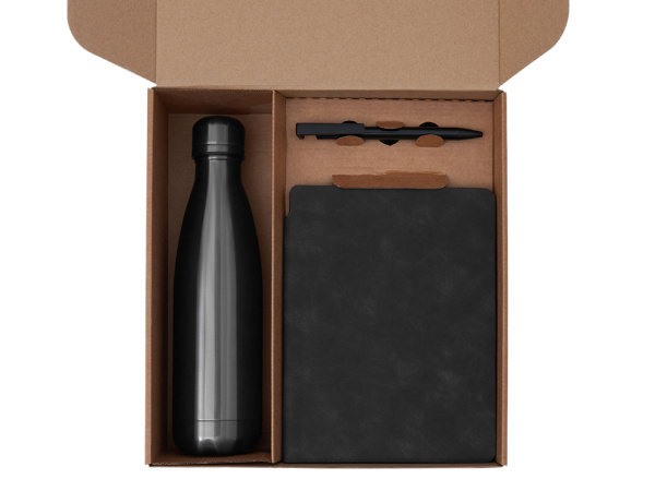 Набор «Teanote» с термобутылкой, блокнотом, ручкой и чаем, Цвет черный