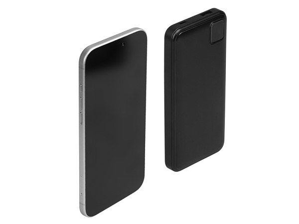 Внешний аккумулятор со встроенными кабелями «Фрэйм», 10000мач, Цвет черный