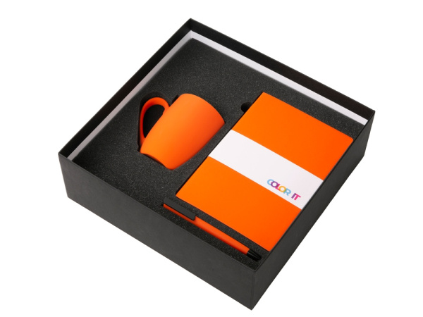 Подарочный набор «COLOR IT» c блокнотом, ручкой и кружкой, Размер твердая обложка, Цвет оранжевый