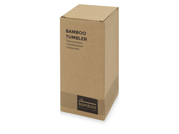 Термокружка «Stem» с бамбуковым корпусом, Цвет натуральный/серебристый