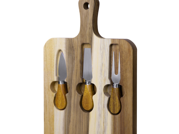 Набор для сыра из акации «Parmesan», Цвет коричневый, серебристый