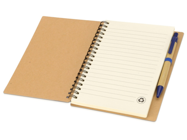 Блокнот «Priestly» с ручкой, Цвет натуральный/темно-синий