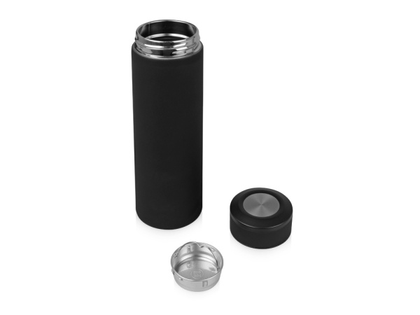 Термос «Confident» с покрытием soft-touch, Цвет черный/серебристый