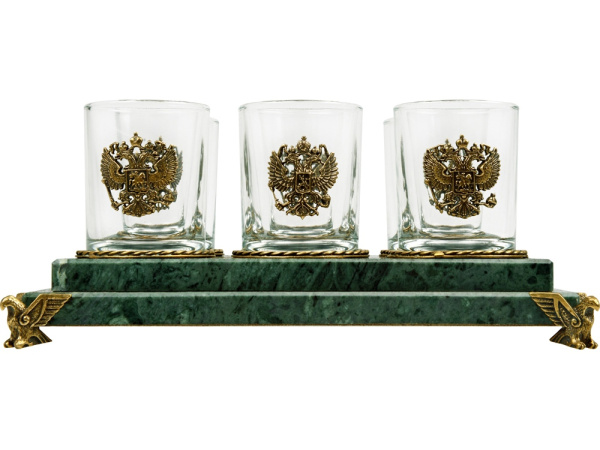 Набор для водки «Событие», Цвет зеленый/прозрачный/бронзовый