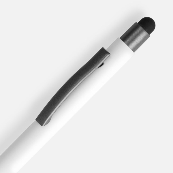 Ручка шариковая Atento Soft Touch со стилусом, белая, 14,2х1 см