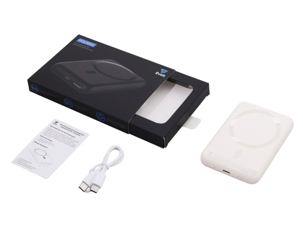 Магнитный внешний беспроводной аккумулятор «Polarix», QC/PD, 10000 мАч, Цвет слоновая кость