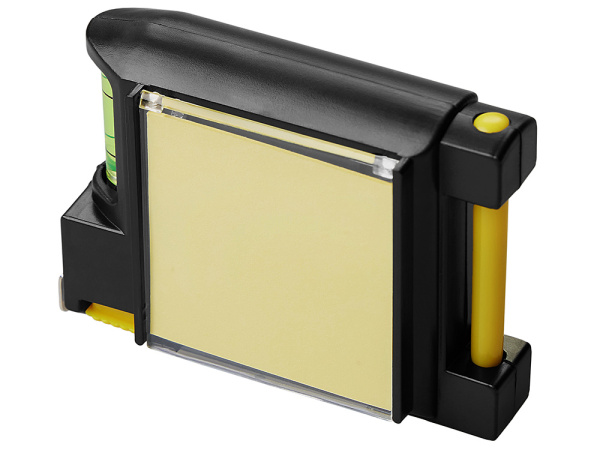 Рулетка на 2 м с уровнем и блоком для записей «Nerd», Цвет черный, желтый