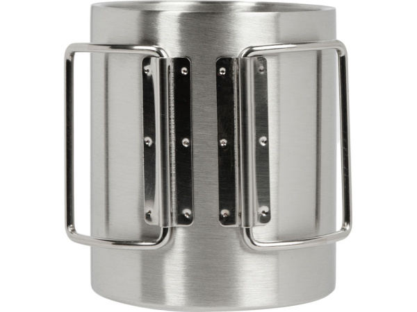 Стальная кружка со складными ручками «Kamchatka», Цвет серебристый