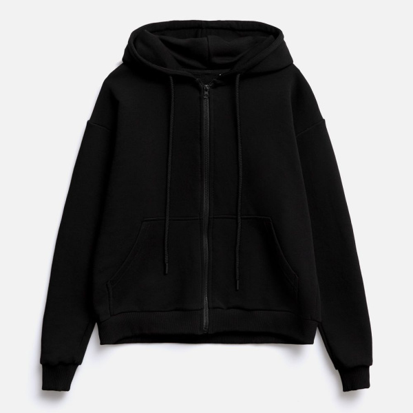 Толстовка унисекс оверсайз на молнии Zippy Terry, черная, XS–XXL
