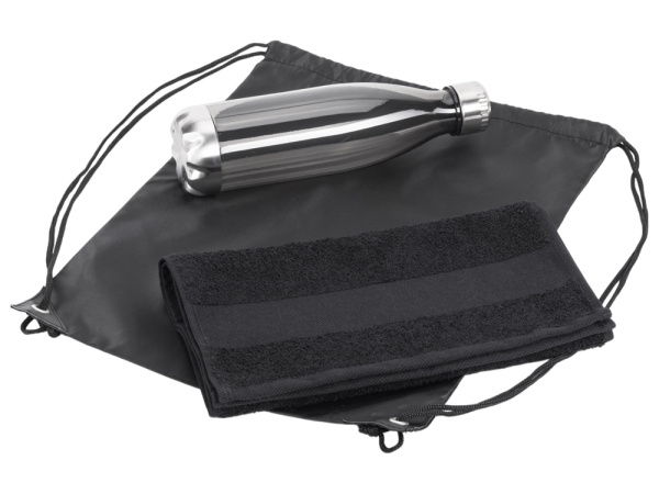 Спортивный набор с бутылкой и полотенцем «Beginner», Цвет черный