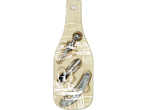 Набор аксессуаров для вина со стеклянной крышкой «Pinotage», Цвет натуральный, серебристый/черный