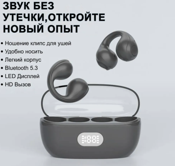 Беспроводные спортивные наушники с зажимом Hit Buds R17 с зарядным кейсом Bluetooth 5.3