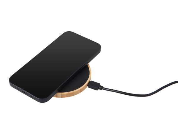 Беспроводное зарядное устройство с подсветкой лого «Reedia S3», 15 Вт, Цвет черный/натуральный