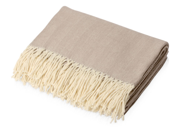 Подарочный набор с пледом, френчпрессом, чаем и вареньем, Цвет бежевый