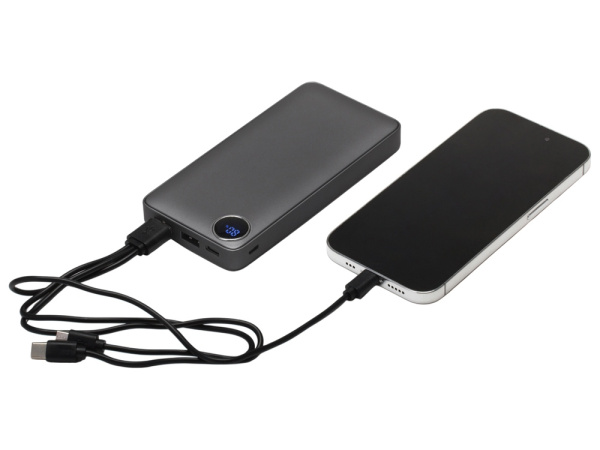 Внешний аккумулятор «Mild», металлик soft-touch, 10 000 mAh, Цвет серый