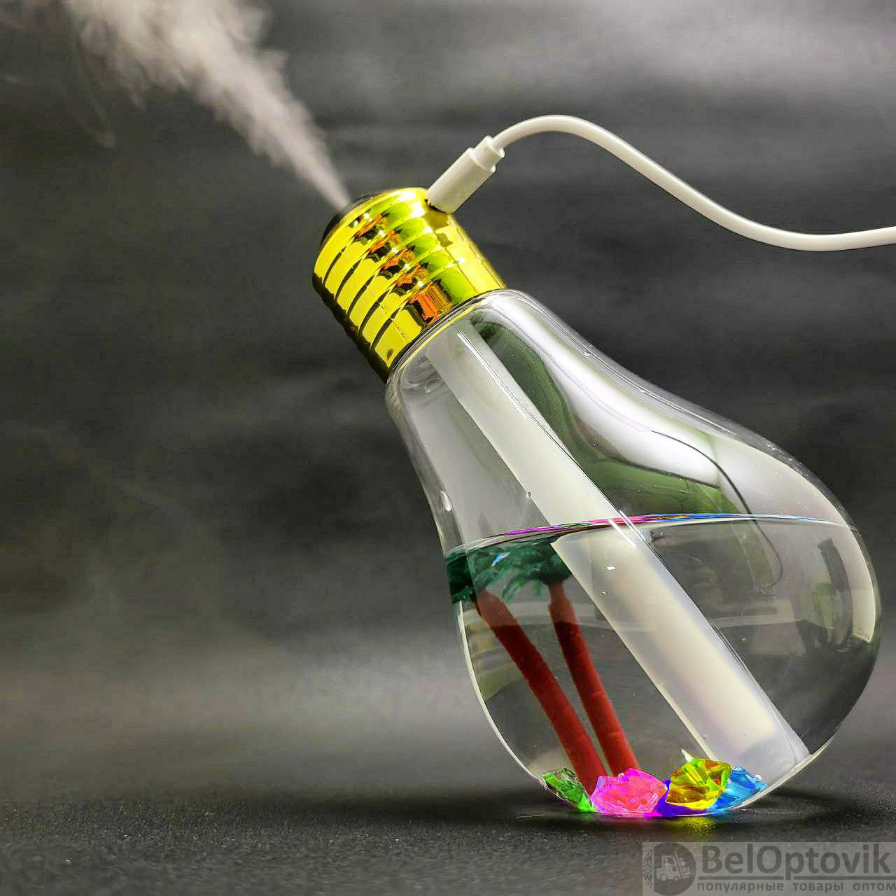 Увлажнитель (аромадиффузор) воздуха «Лампочка» BULB Humidifier с LED  подсветкой, USB, 400 ml (арт: TDA-4342) от 221 ₽ рублей оптом в Москве