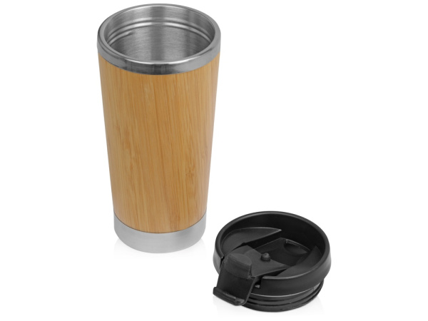 Термокружка «Stem» с бамбуковым корпусом, Цвет натуральный/серебристый