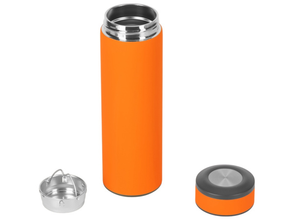 Вакуумный термос «Vacuum Flask C1», soft touch, 420мл, Цвет оранжевый/черный/серебристый