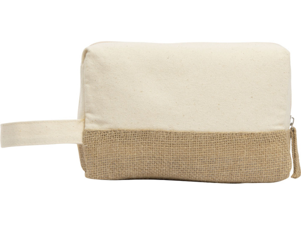 Косметичка «Jute» с ручкой из хлопка и джута, Цвет молочный