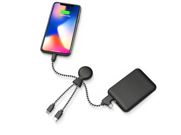 Внешний аккумулятор «BioPack» c кабелем «Mr. Bio», 5000 mAh, Цвет черный