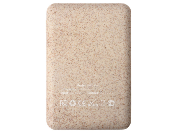 Внешний аккумулятор «Wheatty» из пшеничной соломы, 5000 mAh, Цвет бежевый
