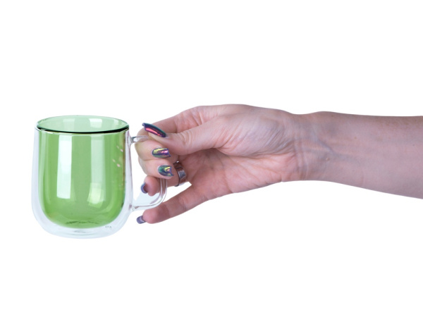 Кружка с двойными стенками «Ubud», Цвет зеленый прозрачный