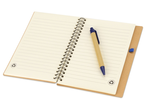 Блокнот «Priestly» с ручкой, Цвет натуральный/темно-синий