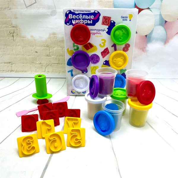 Набор для лепки Genio Kids  "Тесто-пластилин. Веселые цифры" 6 цветов, 10 штампиков  ТА 2006