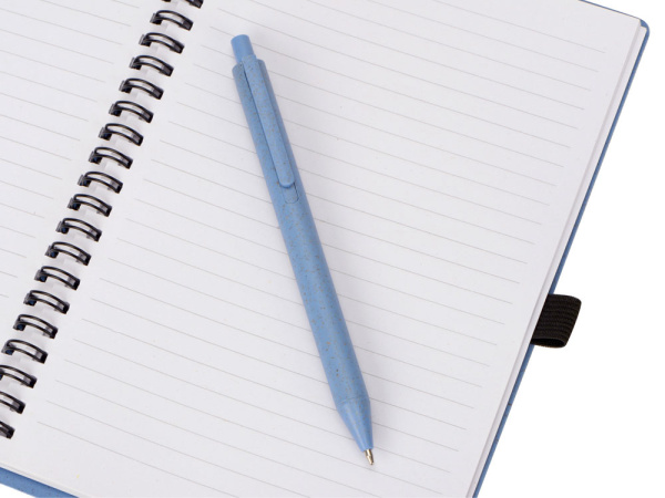 Блокнот А5 «Toledo M» с обложкой из пшеницы и пластика и шариковой ручкой, Размер A5, Цвет синий