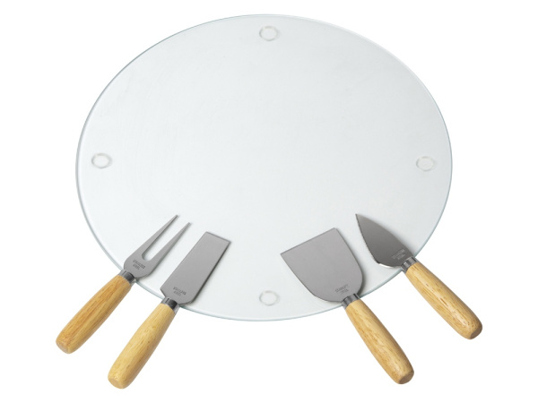 Набор для сыра со стеклянной доской «Gauda», Цвет прозрачный, натуральный, коричневый