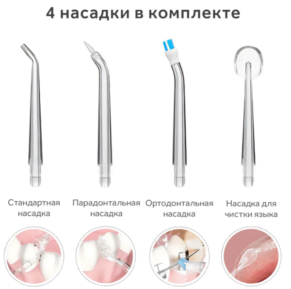 Ирригатор (флоссер) для гигиены полости рта Oral Irrigator 4 сменные насадки