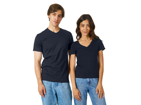 Футболка "Heavy Super Club" женская с V-образным вырезом, Размер S, Цвет темно-синий