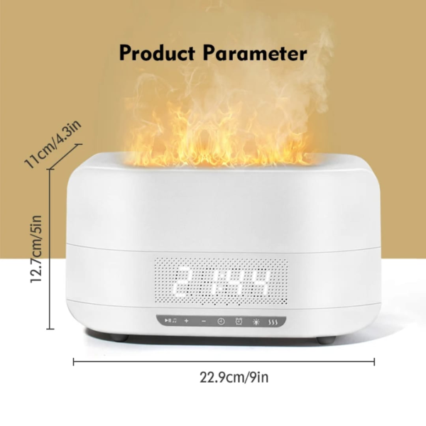 Увлажнитель аромадиффузор - ночник с эффектом пламени и часами-будильником с пультом ДУ