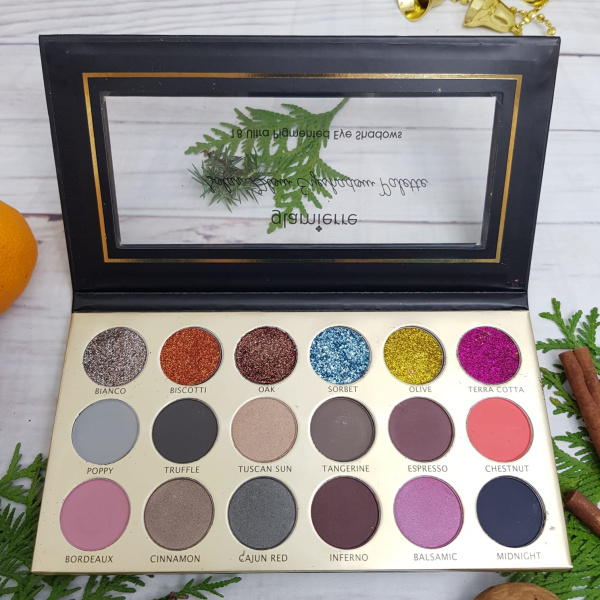 Палитра теней и глиттеров Glamierre Solar Glow Eyeshadow Palette (18 цветов)