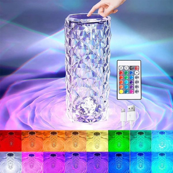 Настольная USB лампа-ночник Rose Diamond table lamp (16 цветов, пульт ДУ)
