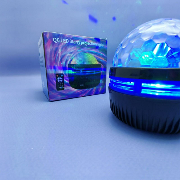 Проектор – ночник «Мерцание» LED Q6 Star light с пультом ДУ (режимы подсветки, датчик звука)