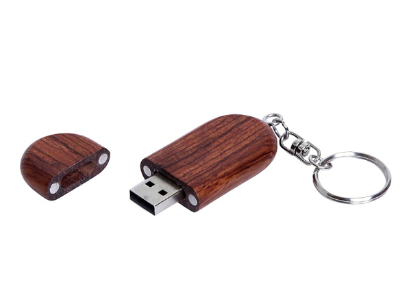 USB 2.0- флешка на 16 Гб овальной формы и колпачком с магнитом, Размер 16ГБ, Цвет коричневый