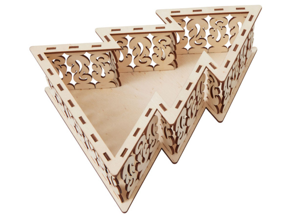 Шкатулка из фанеры в виде елки «Firytale», Цвет натуральный/серебристый